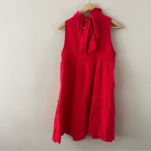 Pomander place tuckernucker Red Gauze a line swing Morgan Dress medium NWOT - Picture 5 of 10